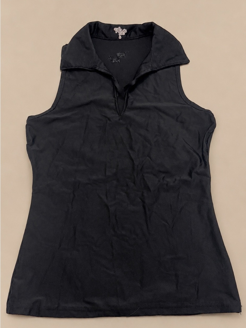 Tzu Tzu Black Sleeveless Golf Tennis Polo Top Small